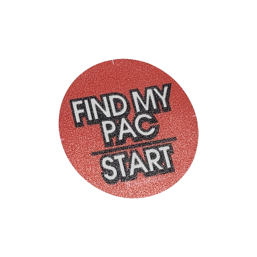 "Find My Pac/Start" Button Decal Red