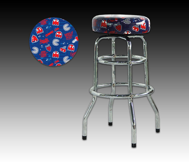 Pac-Man Blue Barstool 30" Chrome