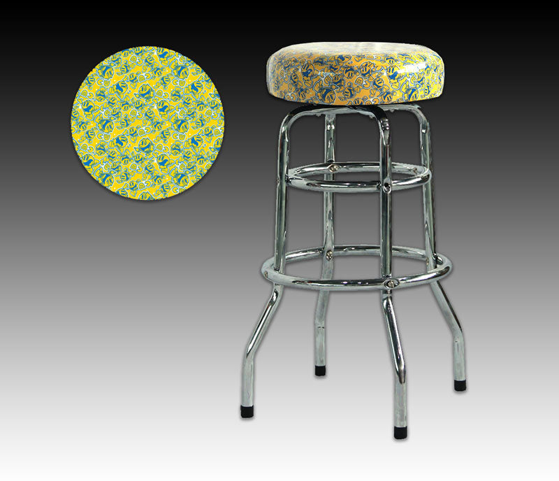 Pac-Man Yellow Barstool 30" Chrome