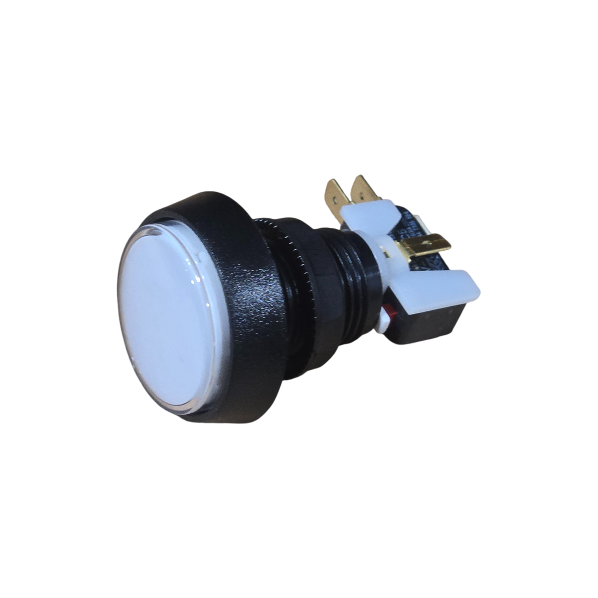 Push Button, Med. White Cir W/SW. & LED 12V