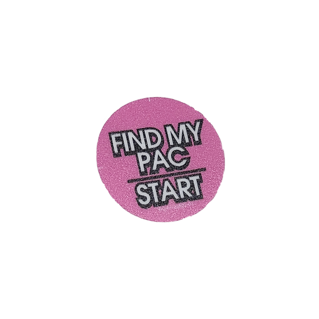 "Find My Pac/Start" Button Decal Pink