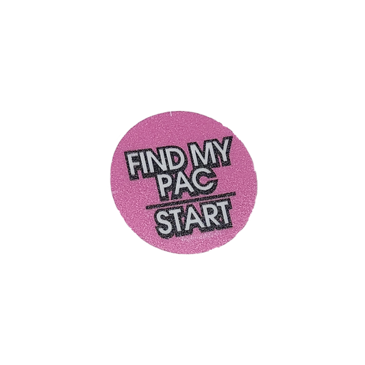 "Find My Pac/Start" Button Decal Pink