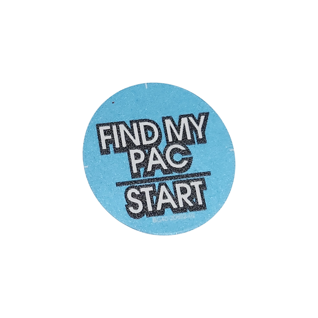 "Find My Pac/Start" Button Decal Cyan