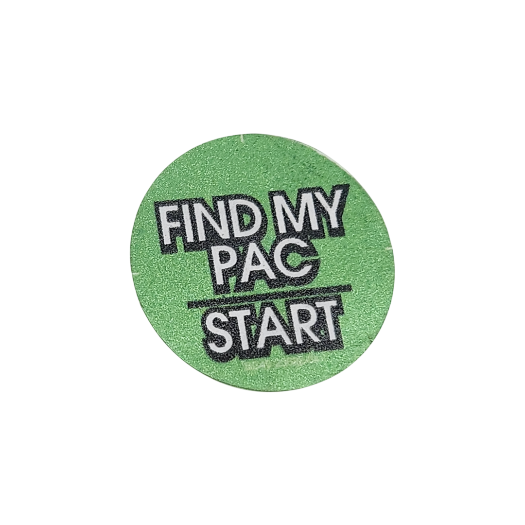 "Find My Pac/Start" Button Decal Green