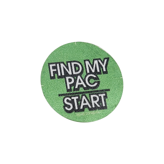 "Find My Pac/Start" Button Decal Green