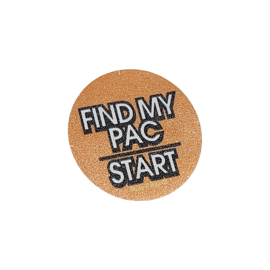 "Find My Pac/Start" Button Decal Orange