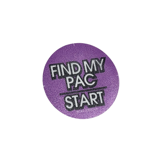 "Find My Pac/Start" Button Decal Purple