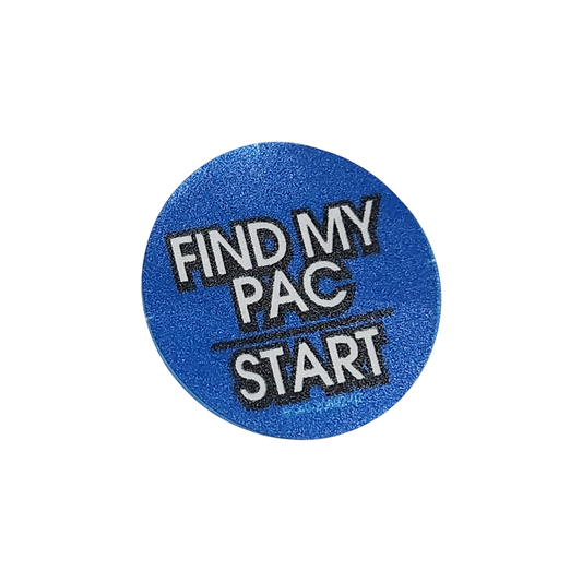 "Find My Pac/Start" Button Decal Blue