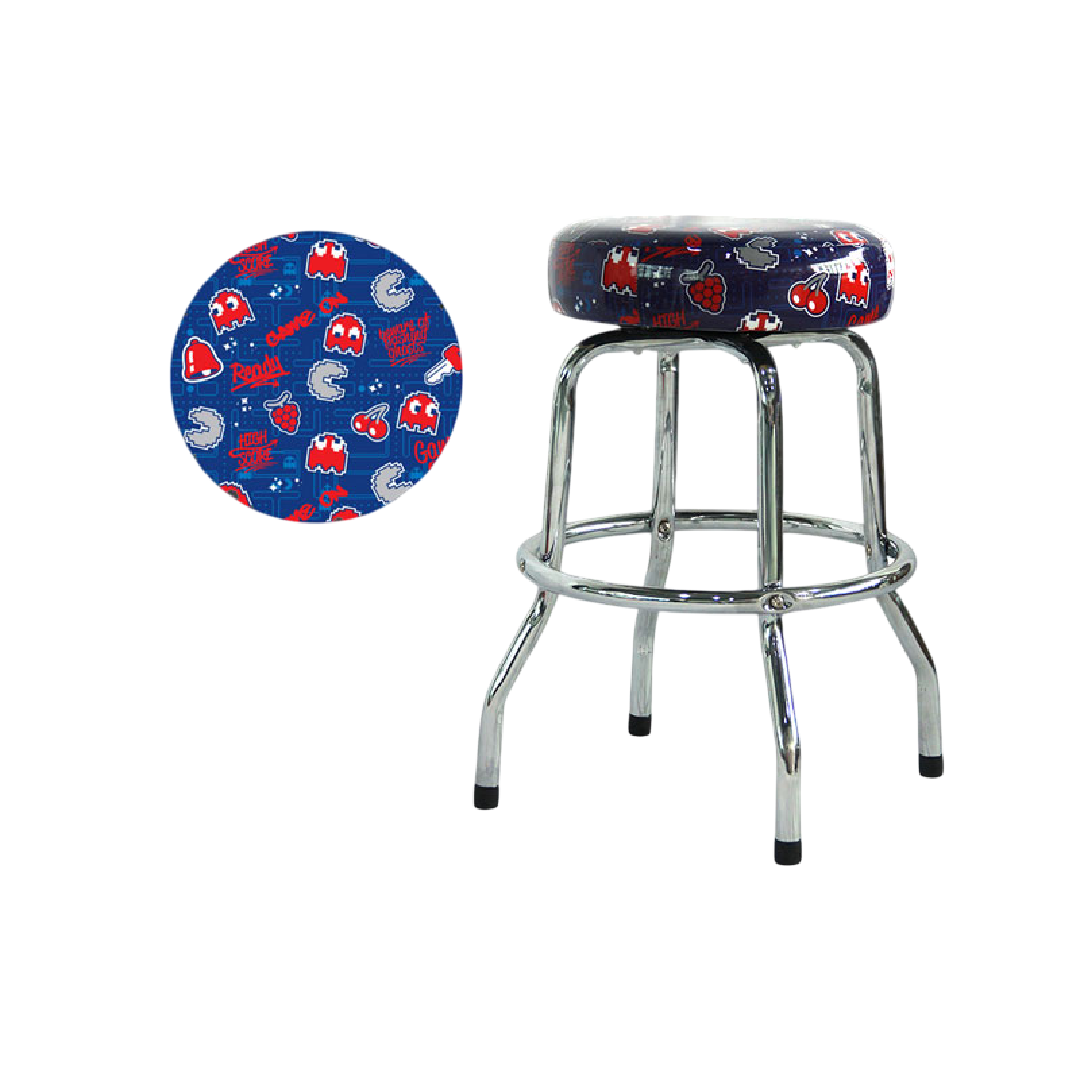 Pac-Man Blue Barstool 19" Chrome