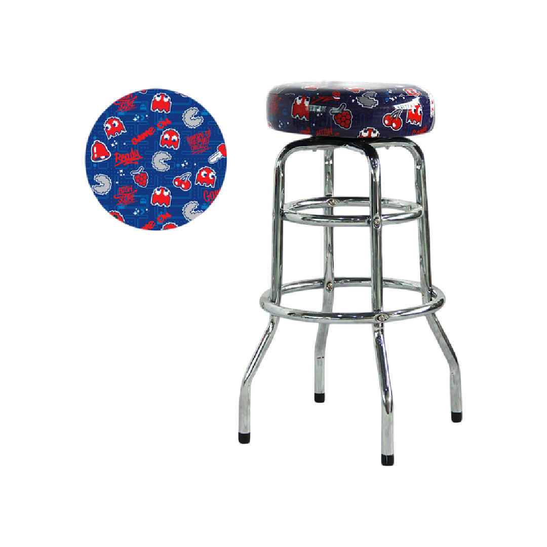Pac-Man Blue Barstool 30" Chrome