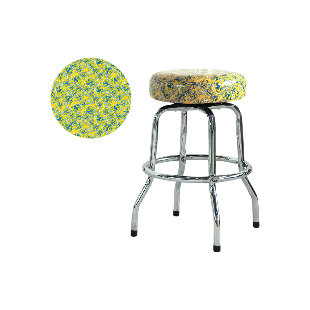 Pac-Man Yellow Barstool 19" Chrome