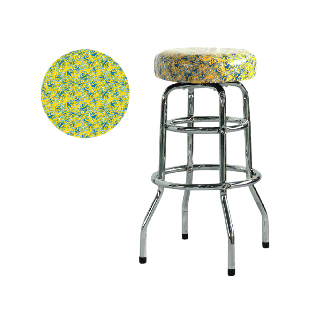 Pac-Man Yellow Barstool 30" Chrome