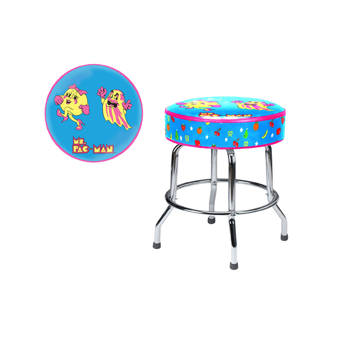Ms. Pac-Man Barstool 19" Chrome