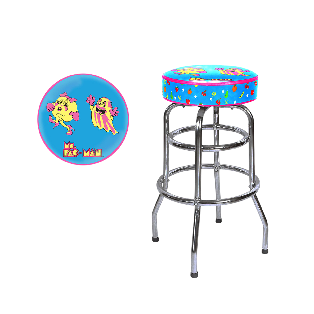 Ms. Pac-Man Barstool 30" Chrome
