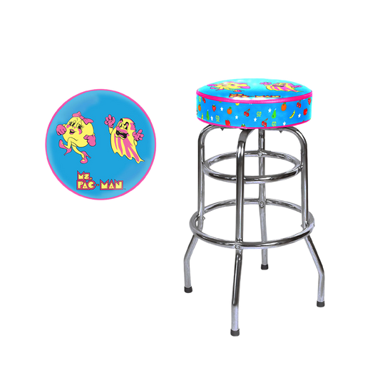 Ms. Pac-Man Barstool 30" Chrome