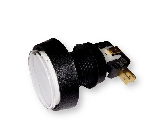 Push Button, Med. White Cir W/SW. & LED 12V